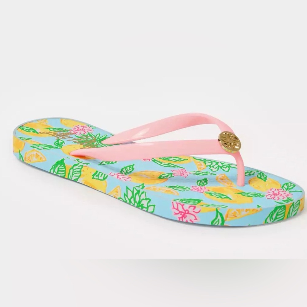 NWT Lilly Pulitzer Colorful Flip Flops with Pink Straps. Size 9/10 🩷